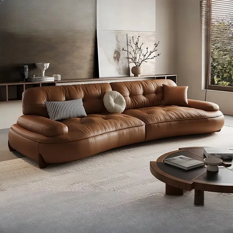 Braunes europäisches Wohnzimmersofa mit hoher Rückenlehne, modernes nordisches Wohnzimmersofas, Lounges, luxuriöse Salas Comprimidas Wohnmöbel Image