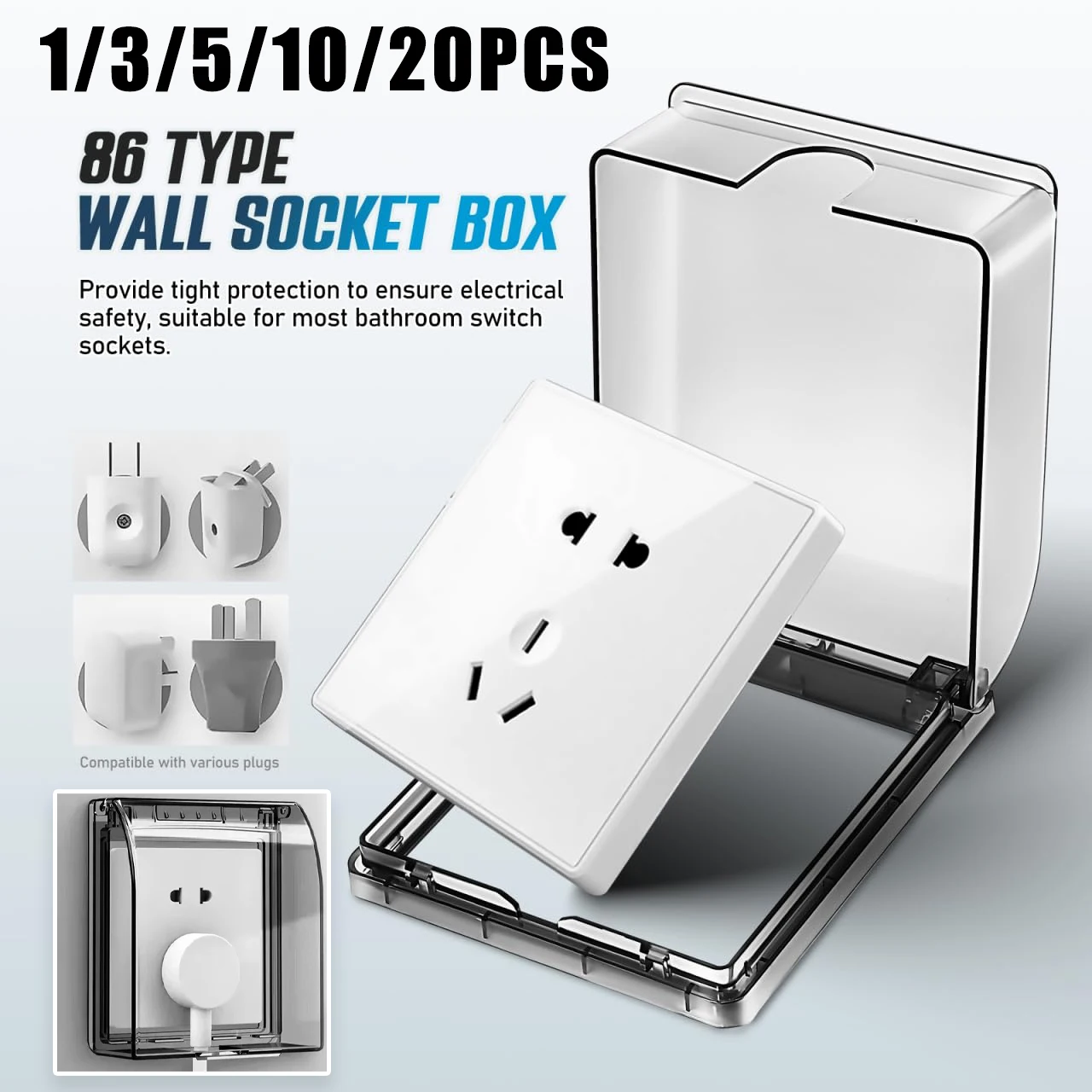 86-Typ Universal Steckdose Abdeckung Transparent Wasserdicht Schalter Platte Schutz Langlebig Haushalt Verdrahtung Zubehör Image