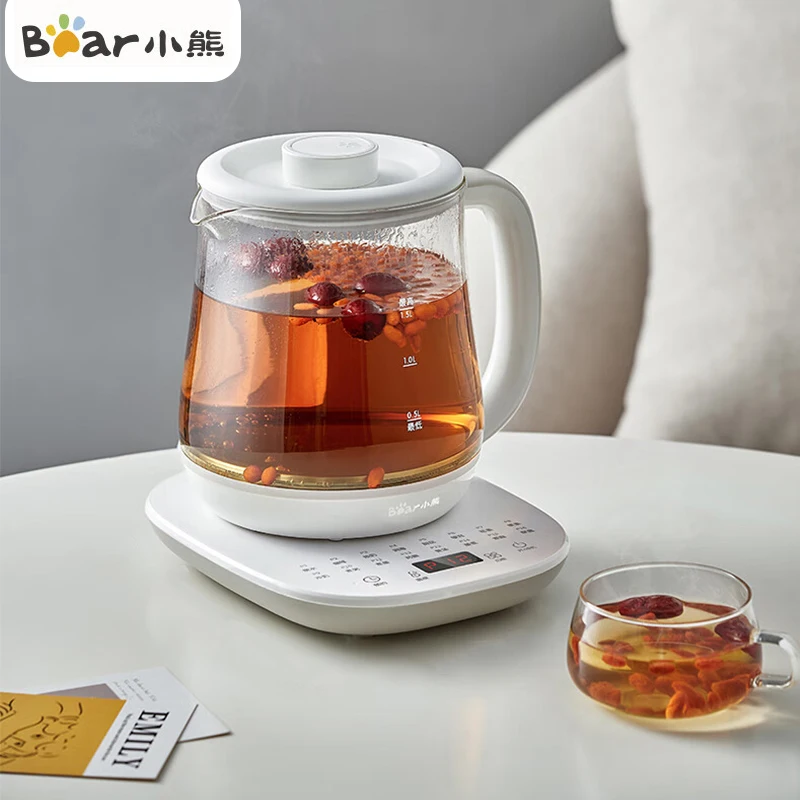 Bear Health Pot Tragbarer Wasserkocher, 1,5 l Fassungsvermögen, multifunktionales Haushaltsgerät, automatische Isolierung, Wasserkocher Image