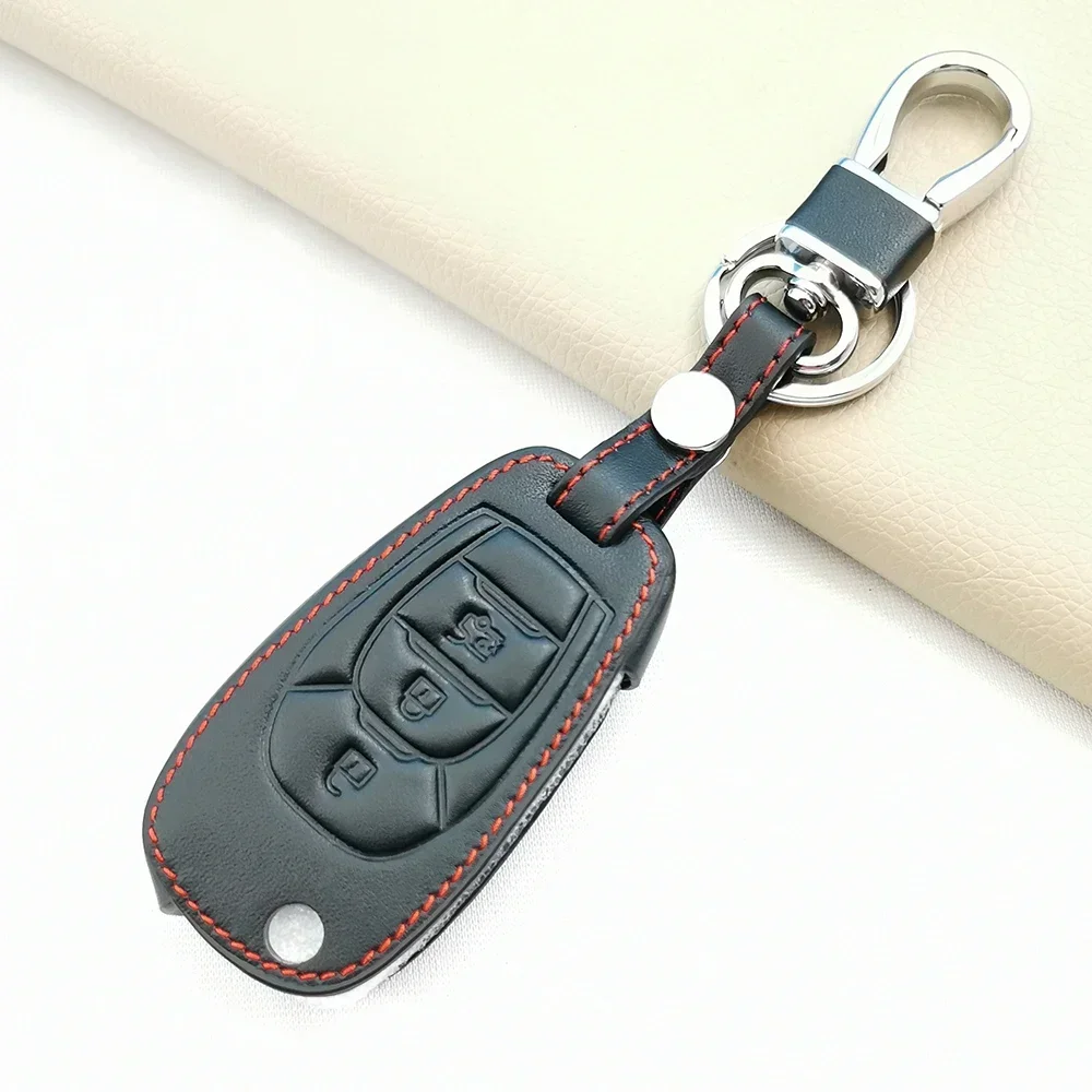 Leder Auto Fernbedienung Schlüssel Fall Abdeckung Shell Schlüsselanhänger Fob Halter für Chevrolet Chevy Cruze 2016 2017 Malibu Aveo Captiva Zubehör Image