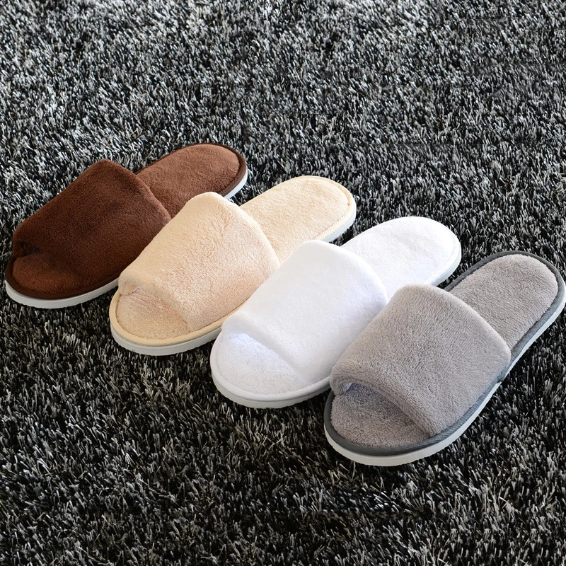 Neue Winter Frauen Pelz Hausschuhe offene Zehen Flip Flops verdicken warme Plüsch Home Schuhe Paar Indoor Hausschuhe für Schlafzimmer Rutschen Image
