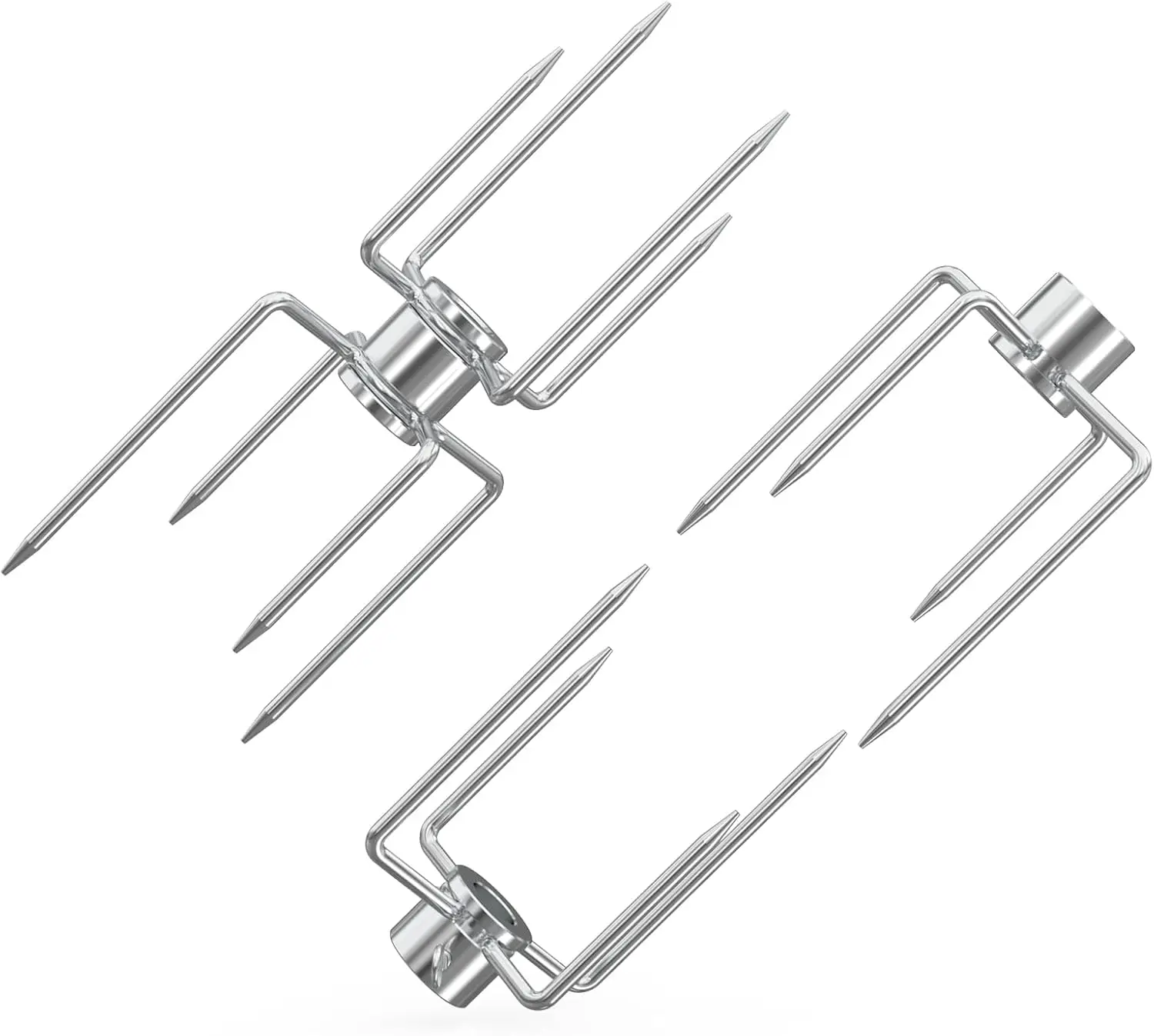 BBQ Rotisserie Gabel Kit Edelstahl Hühnergabel Langlebig Doppelseitiger Spieß Grill Camping Vielseitig Robust Image