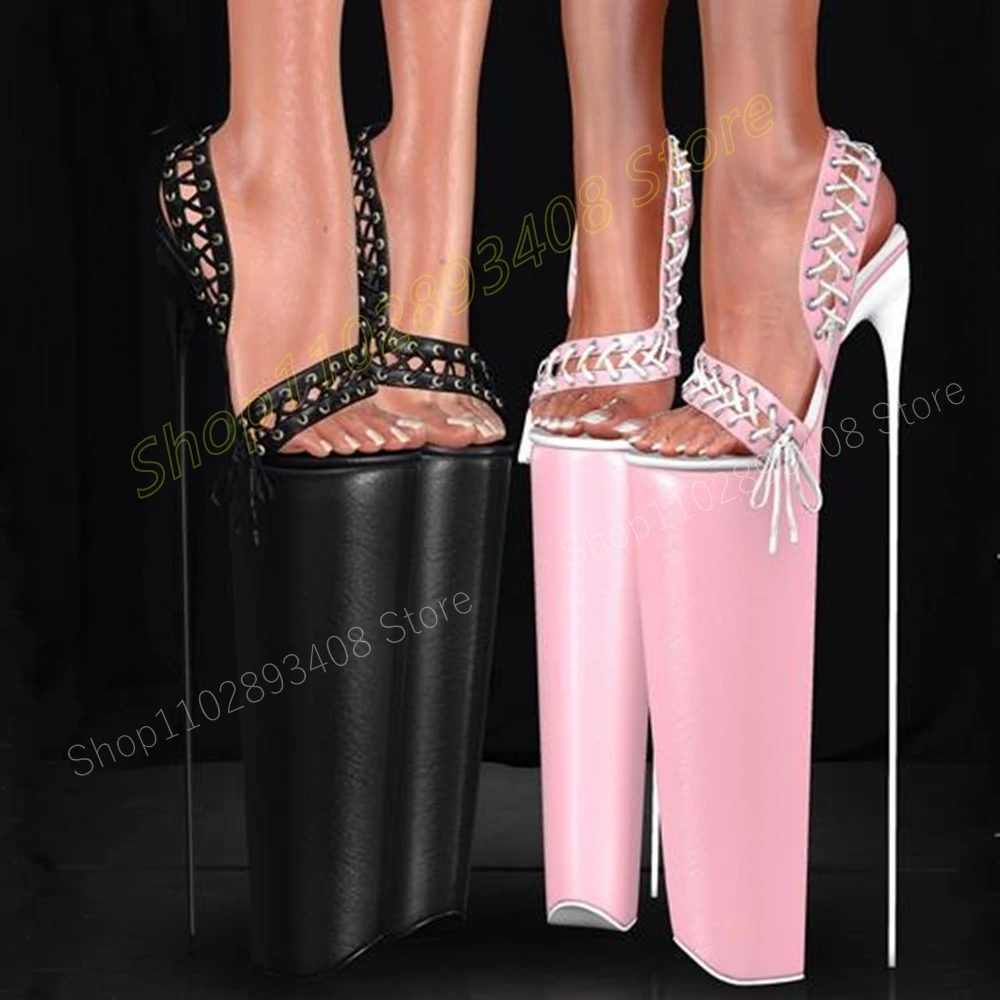 Rosa Riemchen Kreuz Gebunden Super Plattform Sandalen Zurück Strap 40 cm Stiletto High Heel Mode Frauen Schuhe 2024 Sommer para Mujere