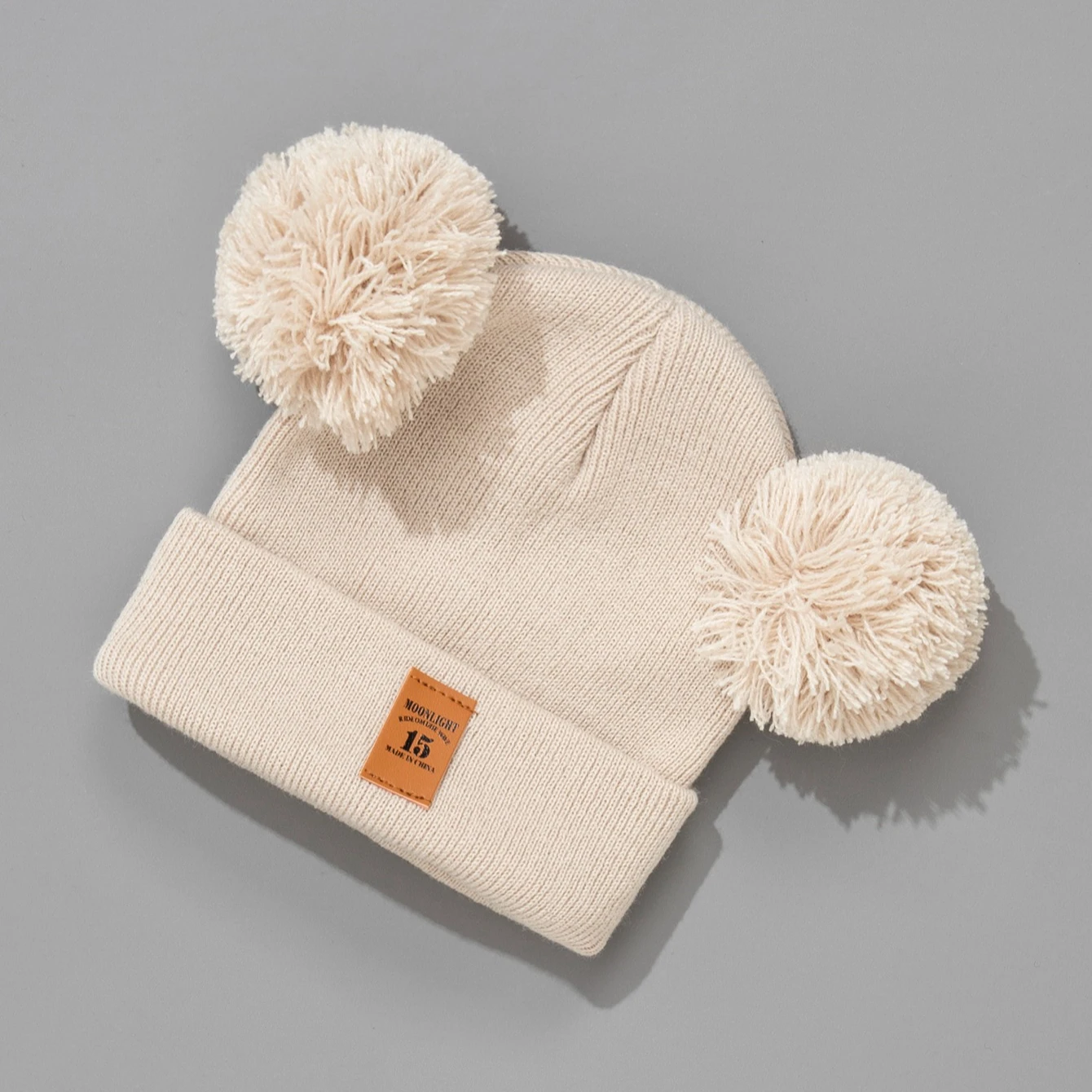 Kinder Mützen Baby Wolle Hut Kinder Dicke Hüte Warme Ohrenschützer Winter Warme Strickmützen Säugling Kleinkind Mütze Kinder Pom Pom Hut Image