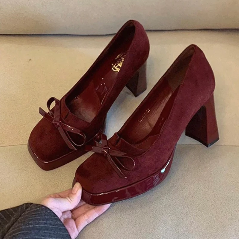 Mary Jance Frauen Schuhe High Heels Bogen Mode Schuhe Kleid Designer Pumpen Sommer 2025, Neue Flache Elegante Luxus Chaussure Femme