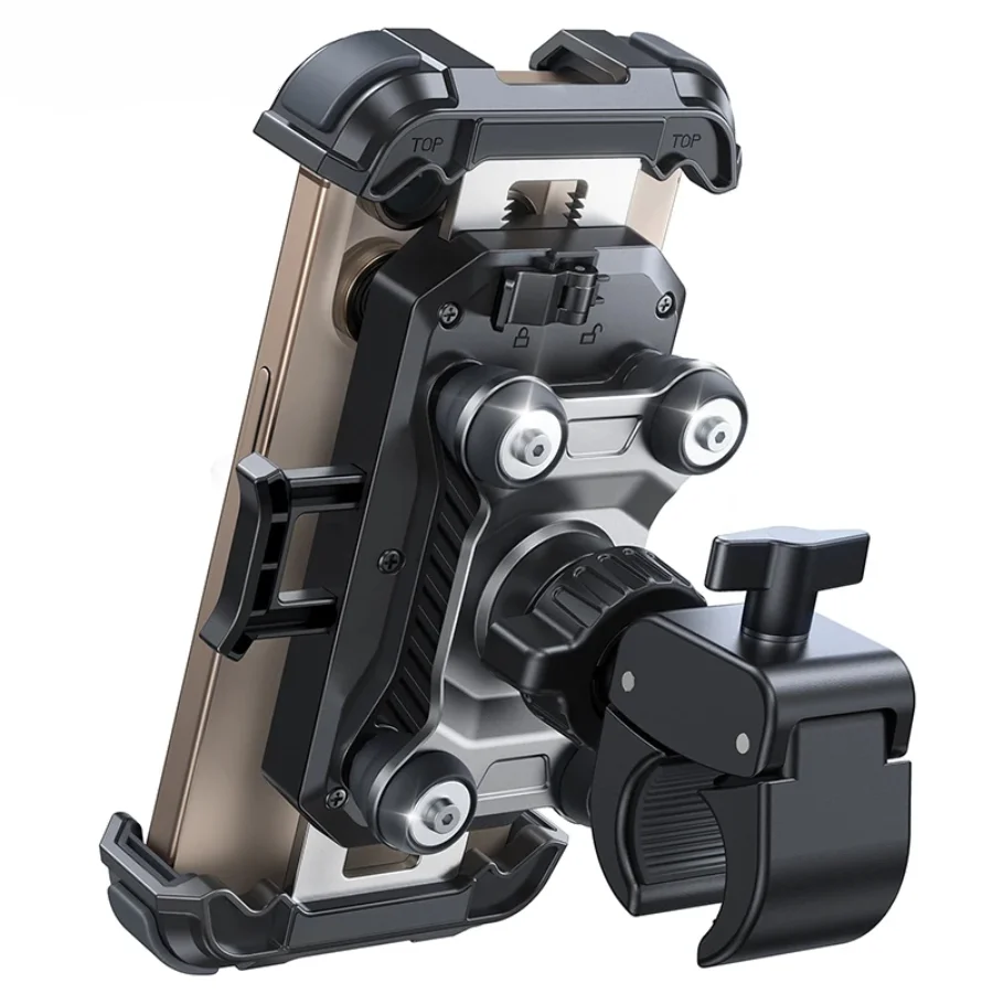 2025 Supporto per telefono per moto Supporto per telefono antivibrante per manubrio per moto Supporto per telefono per bici per iPhone per telefono da 4,7-7 pollici