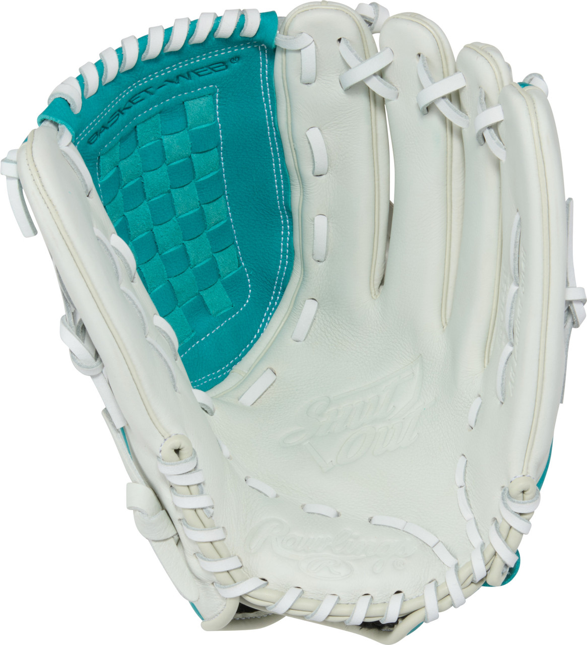 Rawlings Shut Out Series 12.5" Basket Web Fastpitch Softball First Base Glove - Right Hand Throw White/Green