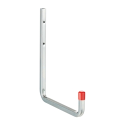 Relaxdays Wandhaken 4er Set, bis 40 kg, Stahl, Universalhaken für Garage, Werkstatt, Keller, Schwerlasthaken, silber/rot Image