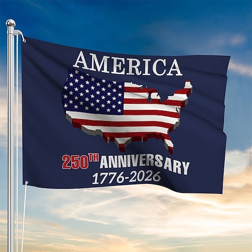 Flagge zum 250. Jahrestag der USA (1776–2026), patriotische Sterne, Gartendekoration, Partyzubehör, Hängedekoration für Haus und Garten, Willkommenshintergrund, 4. Juli, Unabhängigkeitstag, 90 x 150 cm