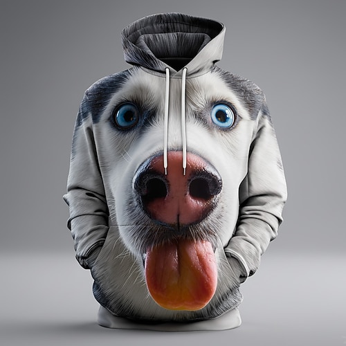 Herren Optische Täuschung Esel Kapuzensweatshirt Pullover Mode Cool 3D Langarm Rundhalsausschnitt Heim Party Streetwear Blau 1 Blau 2# Weiß Kordelzug Herbst Winter Designer S M L XL XXL XXXL Image