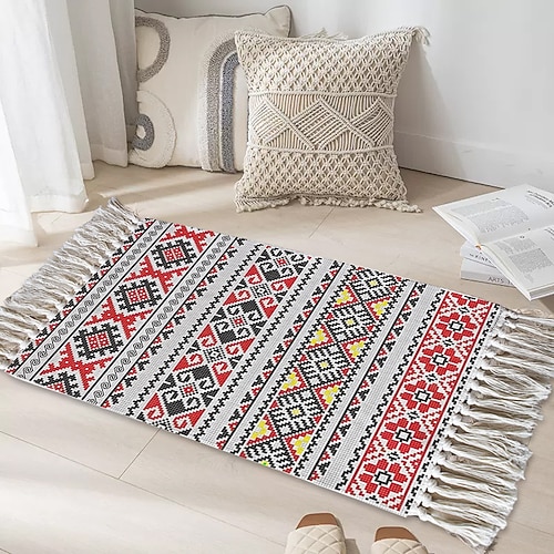 Teppiche Bohème Teppich für Wohnzimmer und Schlafzimmer pflegeleichte gewebte Fußmatte weich rutschfest maschinenwaschbare Matte tragbarer dekorativer Teppich für Zuhause Image