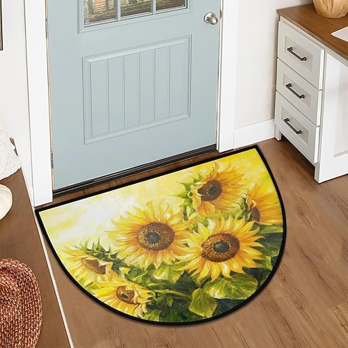 Halbrunder Kristallvelours Fußmatte für den Eingangsbereich weicher rutschfester maschinenwaschbarer Fußteppich einfaches nordisches Design mit Aufzeichnung fleckenresistent langlebig saugfähig Image