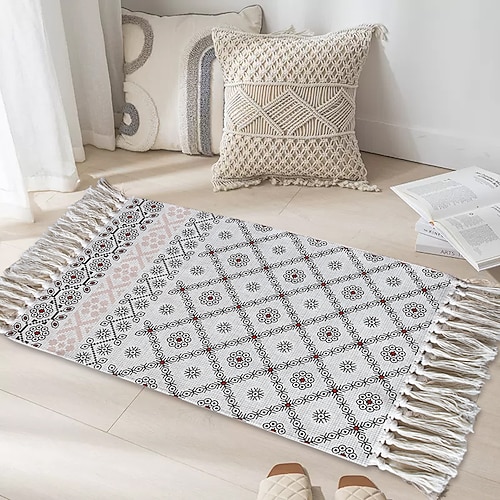 Teppiche Bohème Teppich für Wohnzimmer und Schlafzimmer pflegeleichte gewebte Fußmatte weich rutschfest maschinenwaschbare Matte tragbarer dekorativer Teppich für Zuhause Image