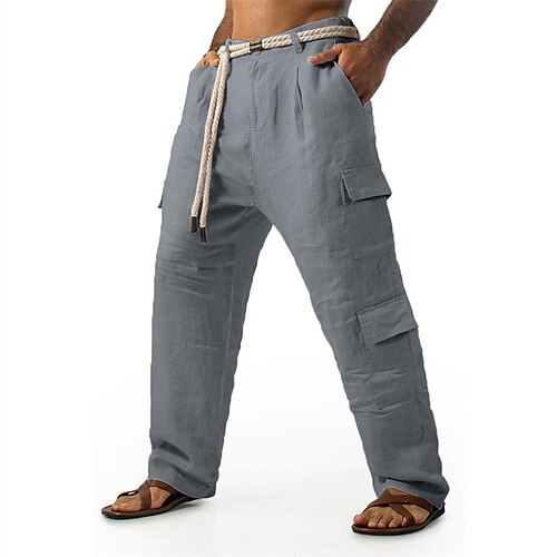 Herren Cargo-Hosen Hose Knöpfe Mehrere Taschen Einfach tragbar Outdoor Täglich Campen und Wandern Mode Klassisch Schwarz Weiß Image