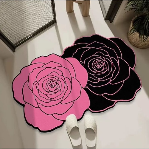 Minimalistischer luxuriöser Blumenbereichsteppich für Wohnzimmer und Schlafzimmer weiche saugfähige rutschfeste maschinenwaschbare Fußmatte fleckenresistent pflegeleicht dekorativer Image