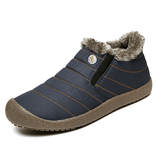 Wasserdichte Winterhausschuhe für Herren mit Fellfutter, leichte, warme Slip-On-Freizeitschuhe mit Anti-Rutsch-Sohle für den Innen- und Außenbereich Image