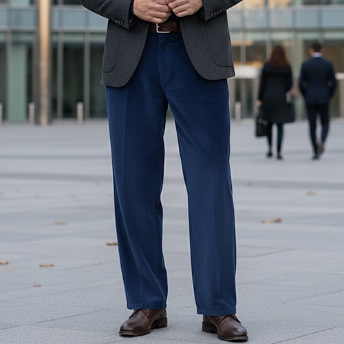 Herren Hose Anzughose Samt-Hosen Fronttasche Gerader Schnitt Einfach Komfort Volle Länge Hochzeit Geschäft Täglich Mode Schick Modern Königsblau Grün Unelastisch Image