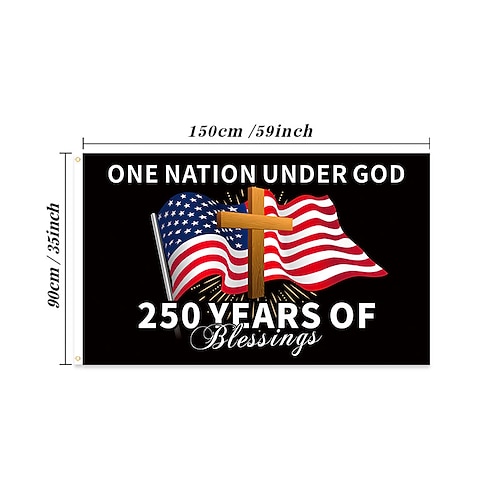 1776–2026 USA-Flagge zum 250. Jahrestag, 91 x 152 cm, patriotisches amerikanisches Dekorationsbanner für den Außenbereich für Hof, Garten, Haus oder die Feier zum Unabhängigkeitstag Image