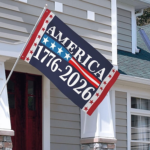 250. Geburtstagsflagge 3x5 1776 2026 250 Jahre Jubiläumsflagge Schild 4. Juli Banner Wandteppich für Zimmer Hofschild Dekor kein Fahnenmast Image