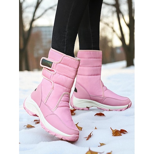 Wasserdichte Damenstiefel mit Klettverschluss, isolierte und bequeme Winter-Schneestiefel für Schneewetter, Outdoor-Sport und Wandern Image
