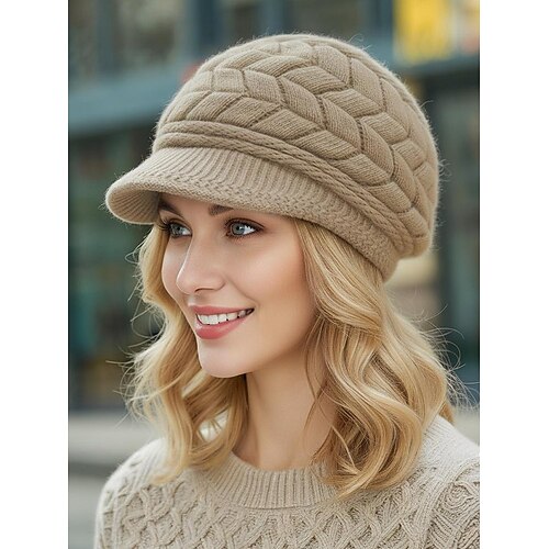 Warme Strickmütze für Damen – weicher Zopfmuster, stylisch und gemütlich, perfekt für Weihnachts- und Wintermode, in mehreren Farben erhältlich Image