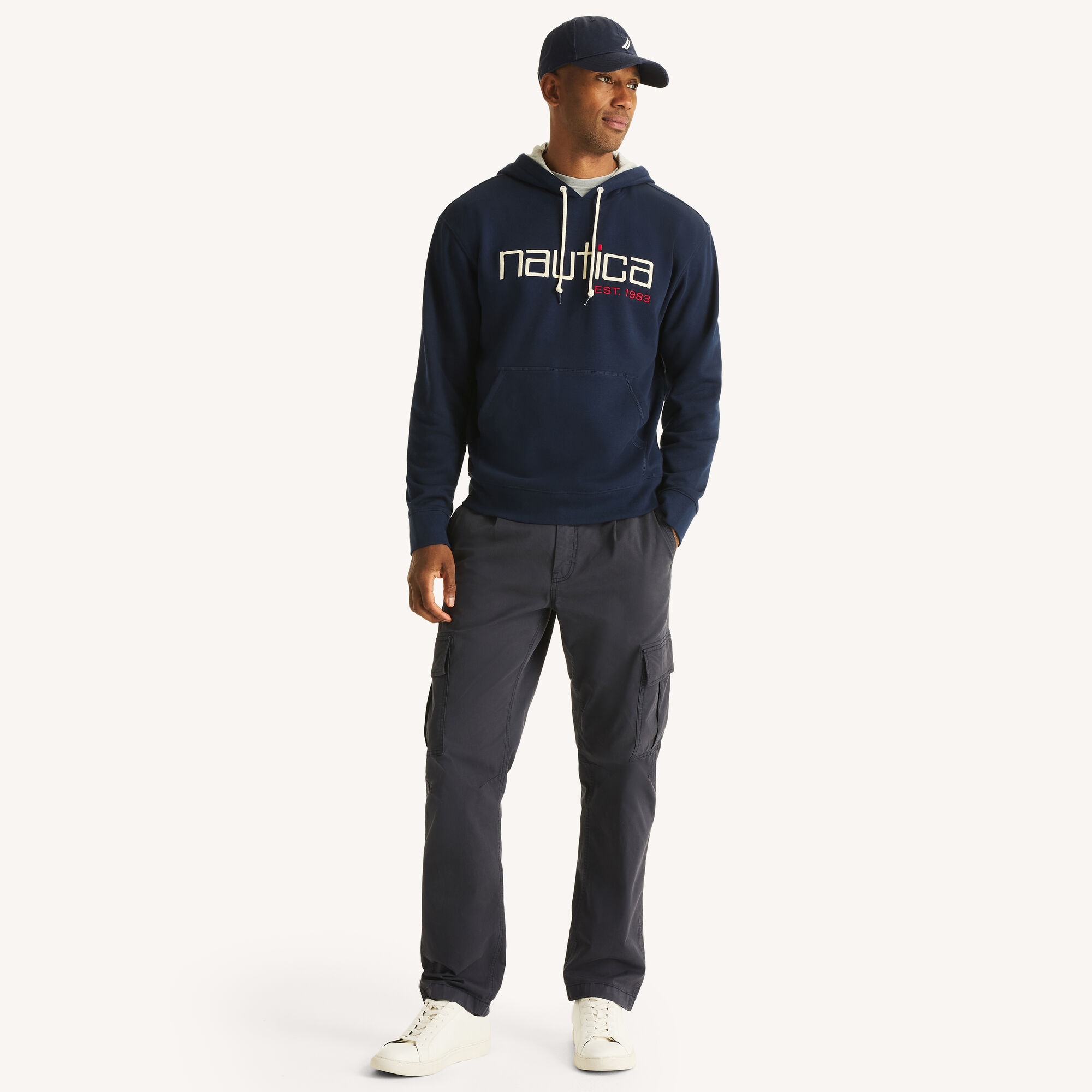 Nautica Men's Pullover Fleece Hoodie 482 (Stellar Blue Heather), XL