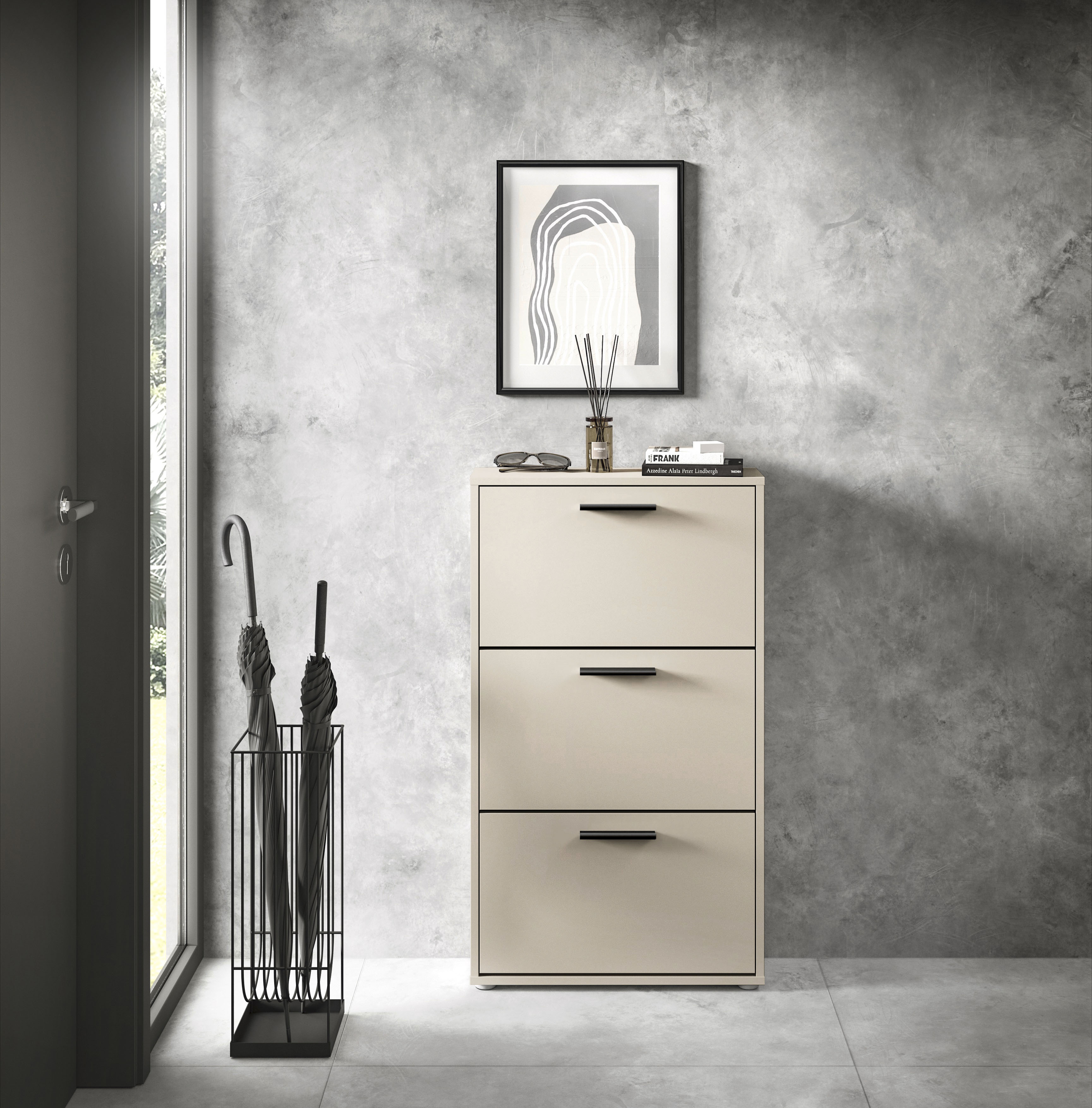 Schuhkipper HBZ "Sam Schuhkipper, Schuhschrank BxHxT 59x103x17 cm", kaschmir, B:59cm H:103cm T:17cm, FSC-zertifizierter Holzwerkstoff, Sideboards, Breite 59cm, FSC-Mix Credit