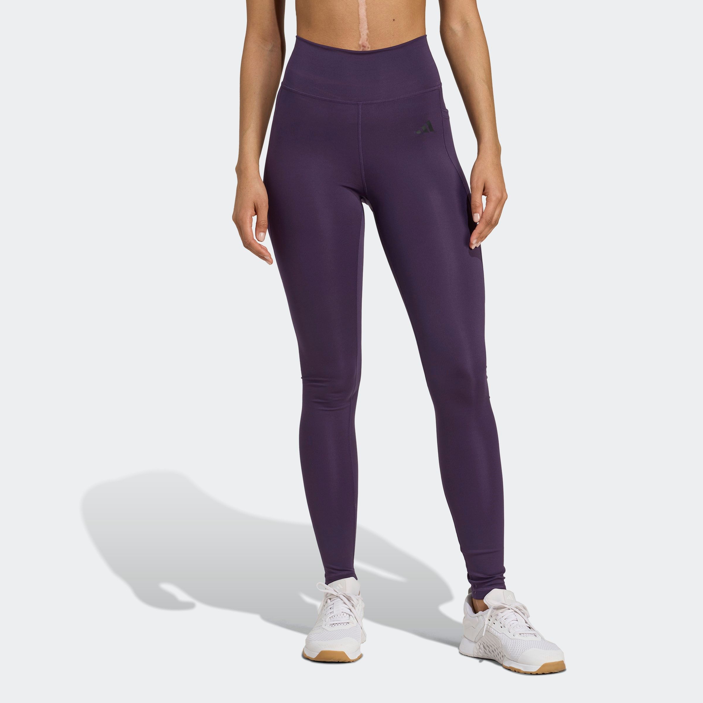 Trainingstights ADIDAS PERFORMANCE "OPT ESS ST 1/1", Damen, Gr. XL, N-Gr, aurora plum, Obermaterial: 85% Polyester, 15% Elasthan, sportlich, Hosen Image
