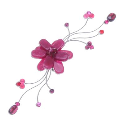 'Raspberry Bouquet' - Hand Crafted Floral Quartz Brooch Pin