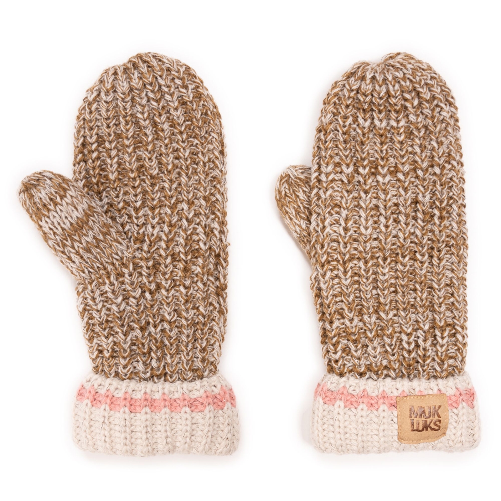 MUK LUKS Women's Marled Chunky Stitch Mitten Bone One Size Acrylic