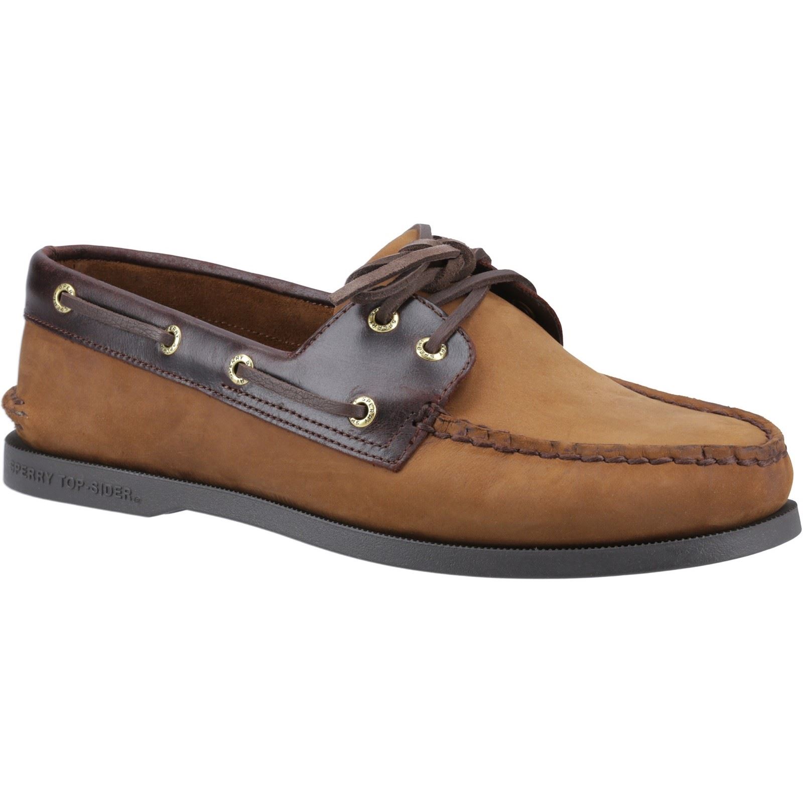 Sperry Authentic 2 Eye Leder Herren Braun Kombi Bootsschuhe Image