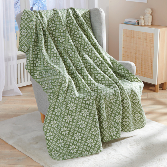 Fleecedecke Norwegermuster grün Image