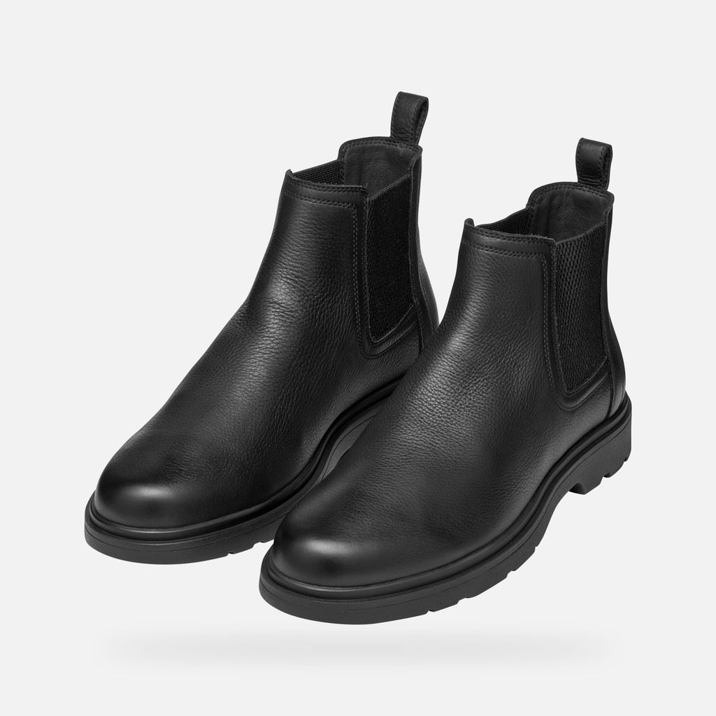 Geox Spherica EC1 C Tumble Leder Herren Schwarze Stiefel Image