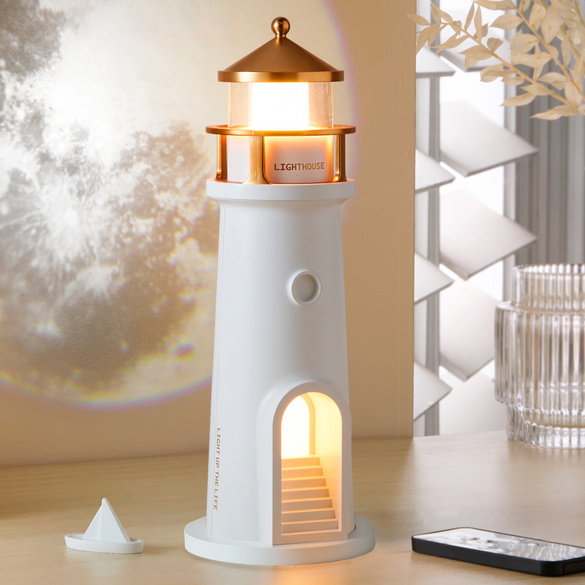 Leuchtturm-Projektorlampe mit LED-Mondschein, Bergström Image