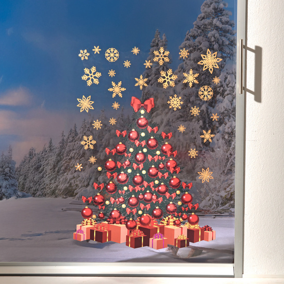 Fensterbild "Weihnachtsbaum" mit Sternen Image