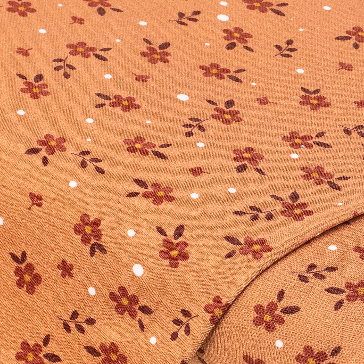 Baumwolljersey Blümchen mit Elasthan, braun-color Image