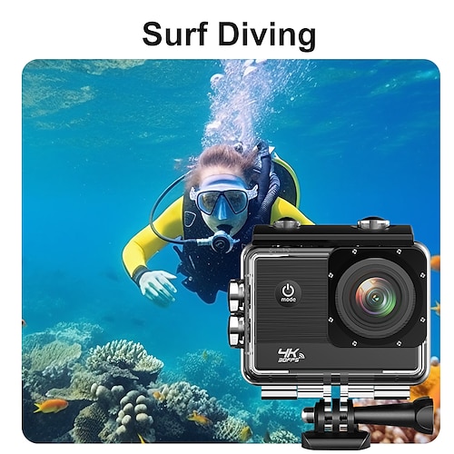 Videocamera d'azione v3 4k, portatile, ricaricabile, con funzione di registrazione di immagini e video, telecamera subacquea impermeabile Wi-Fi, schermo IPS da 2 pollici