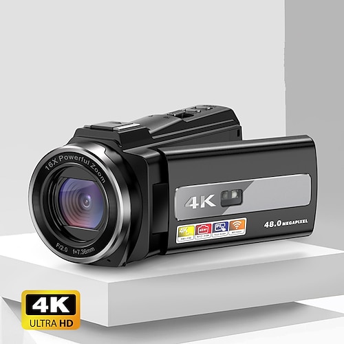 Videocamera DV portatile HD 4K per registrare vlog in movimento con connettività mobile Wi-Fi, telecomando e schermo rotante a 180 gradi per i selfie.