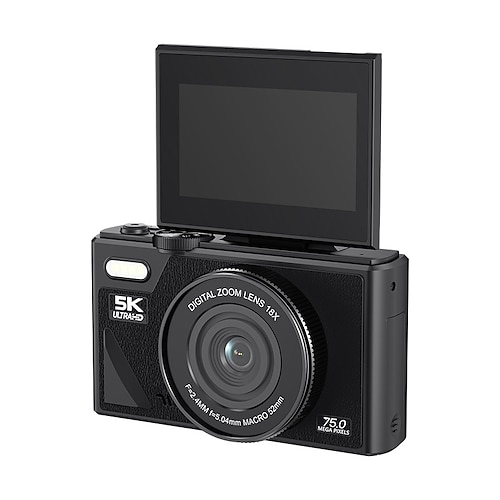 Fotocamera digitale mirrorless HD 5K con schermo ribaltabile e connettività mobile Wi-Fi, schermo IPS da 3 pollici, adatta agli studenti per fotografia e videografia.