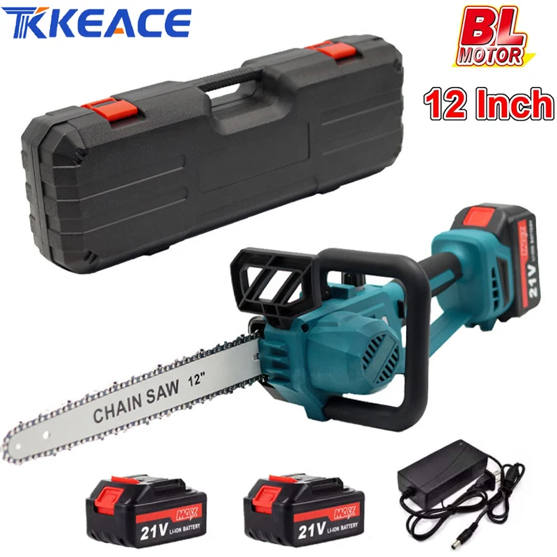 TKKEACE 12 Zoll Bürstenlose Kettensäge Akku Elektrische Kettensäge Handheld Holz Schneiden Garten Elektrowerkzeuge Für Makita 18 V Batterie Image