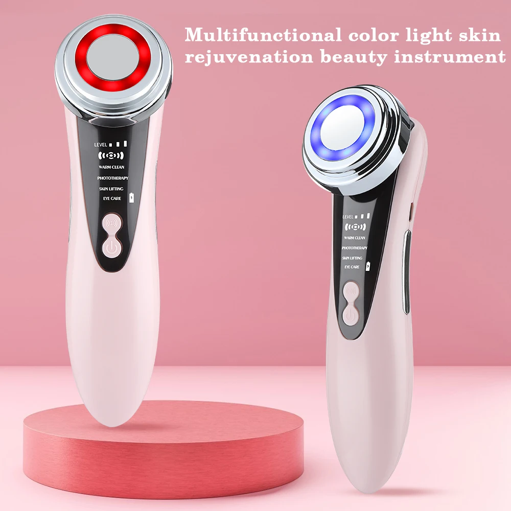 EMS Gesichtsmassagegerät LED Lichttherapie Sonic Ion Vibration Hautstraffung Facelifting Anti Falten Schönheitsgerät Hautpflegewerkzeug Image