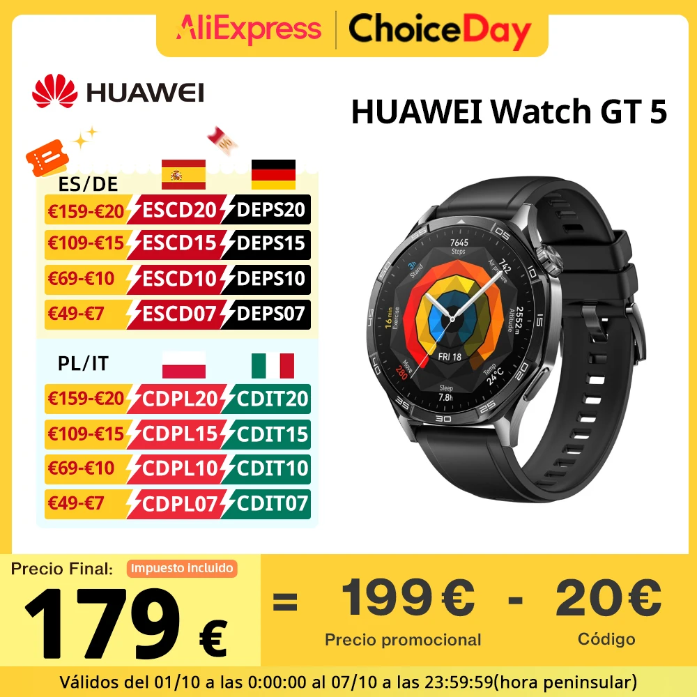Original HUAWEI Watch GT 5 46 mm Smartwatch 1,43 Zoll AMOLED-Farbbildschirm Bis zu 2 Wochen Akkulaufzeit Scharfkantiges Design Völlig neues Lauf- und Radfahrerlebnis Image