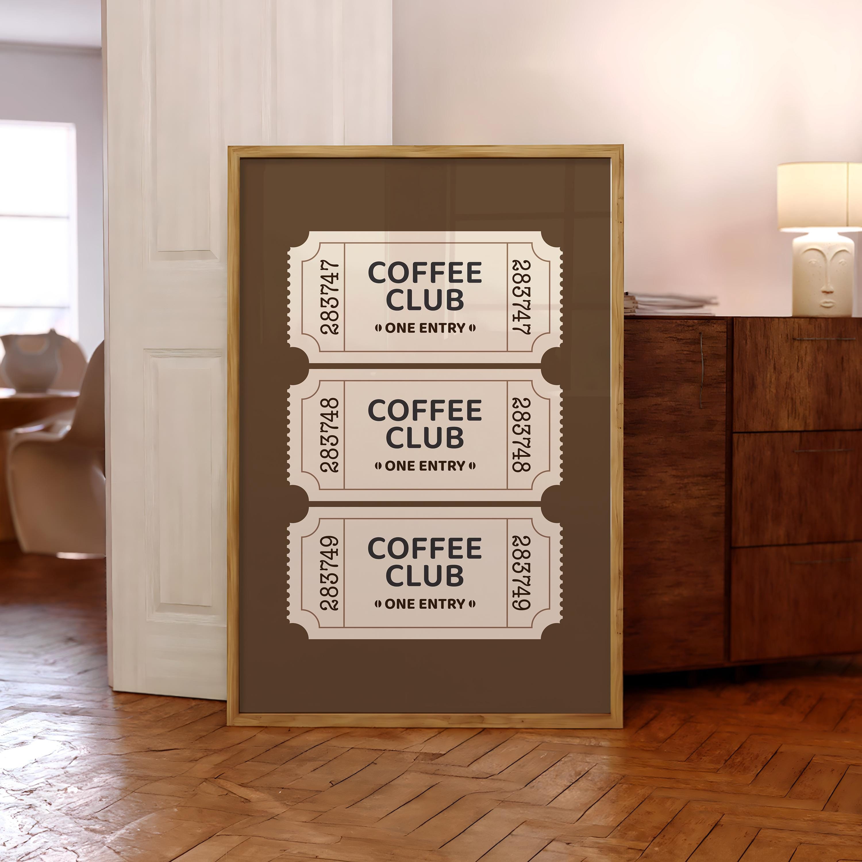 Stampa di biglietti per Coffee Club, poster da cucina alla moda, arte murale sul caffè, regalo per gli amanti del caffè, arte del caffè vintage, poste