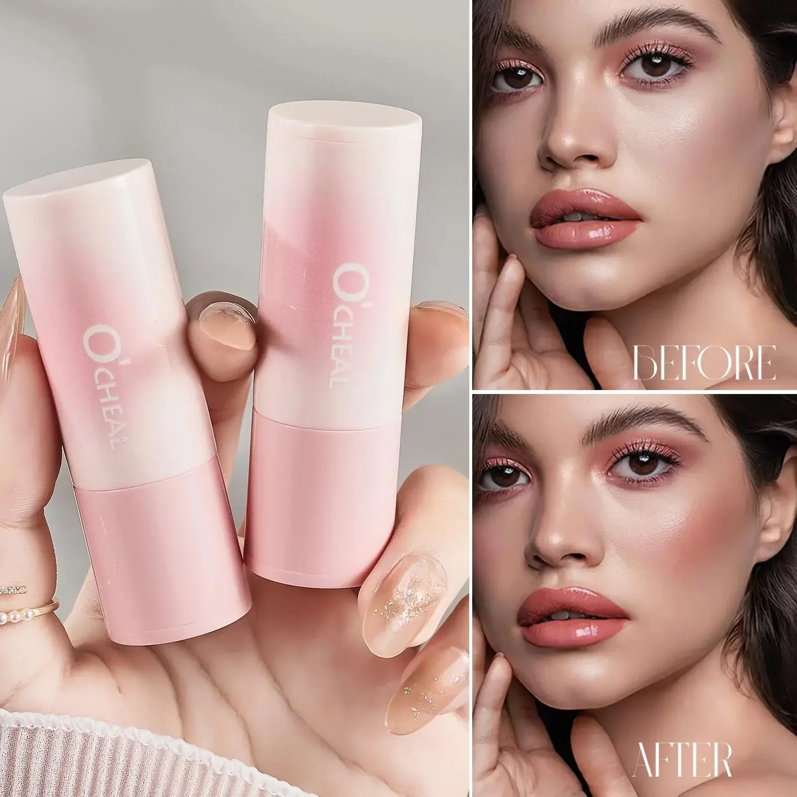 Soft Face Brightening Peach Pink Single Blush Stick Multifunktionales Make-up Contouring Shadow Cheek Tint Cosmetics Beauty Health