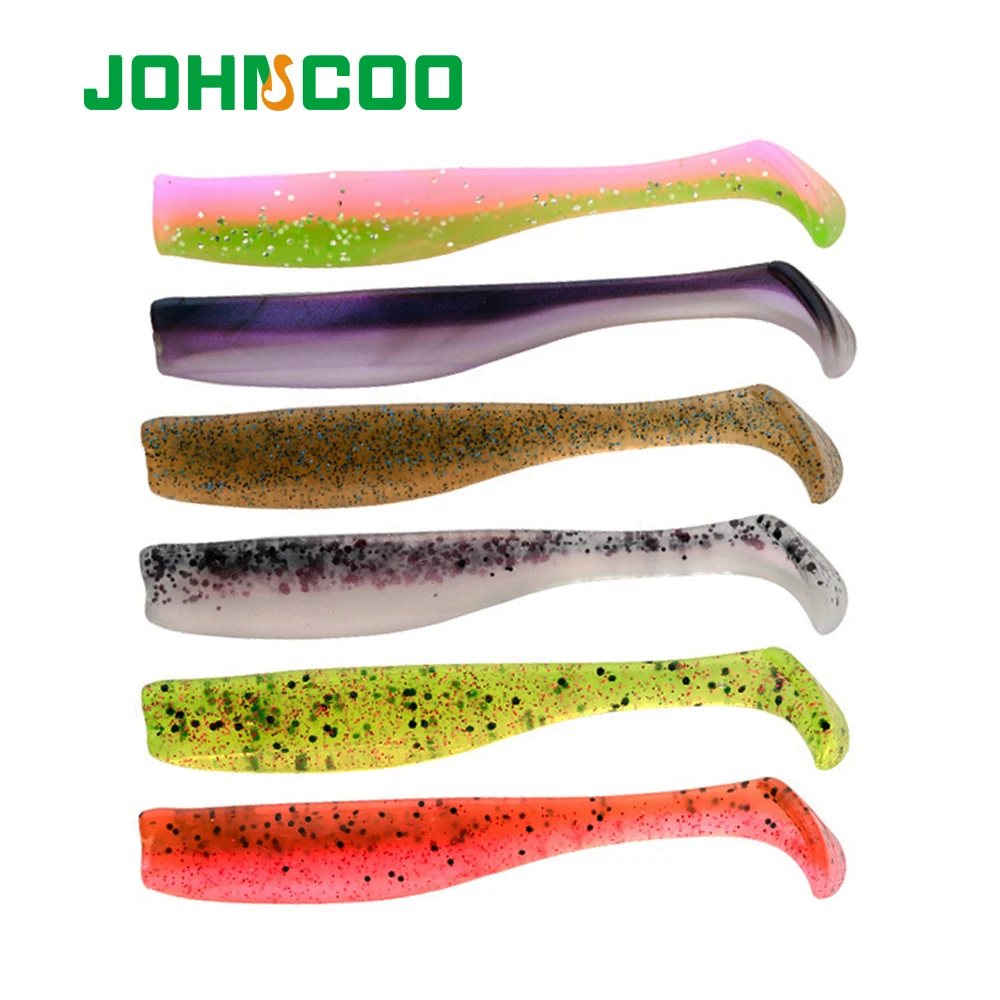 JOHNCOO 6 Stück TPR Soft Bait Paddle Tail Swimbait 70 mm 2,3 g Jigging-Köder Künstliche Köder Wobbler Hecht Bass Angelköder Image