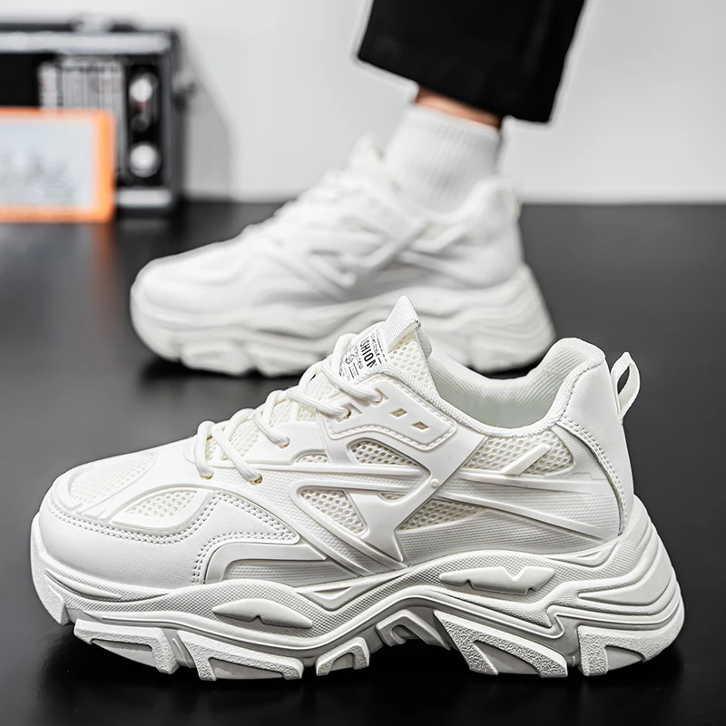Lässige Sportschuhe für Herren, vier Jahreszeiten, neue atmungsaktive, dicke Sohle, rutschfeste Komfort-Outdoor-Laufschuhe, klassische Studenten-Sneaker Image