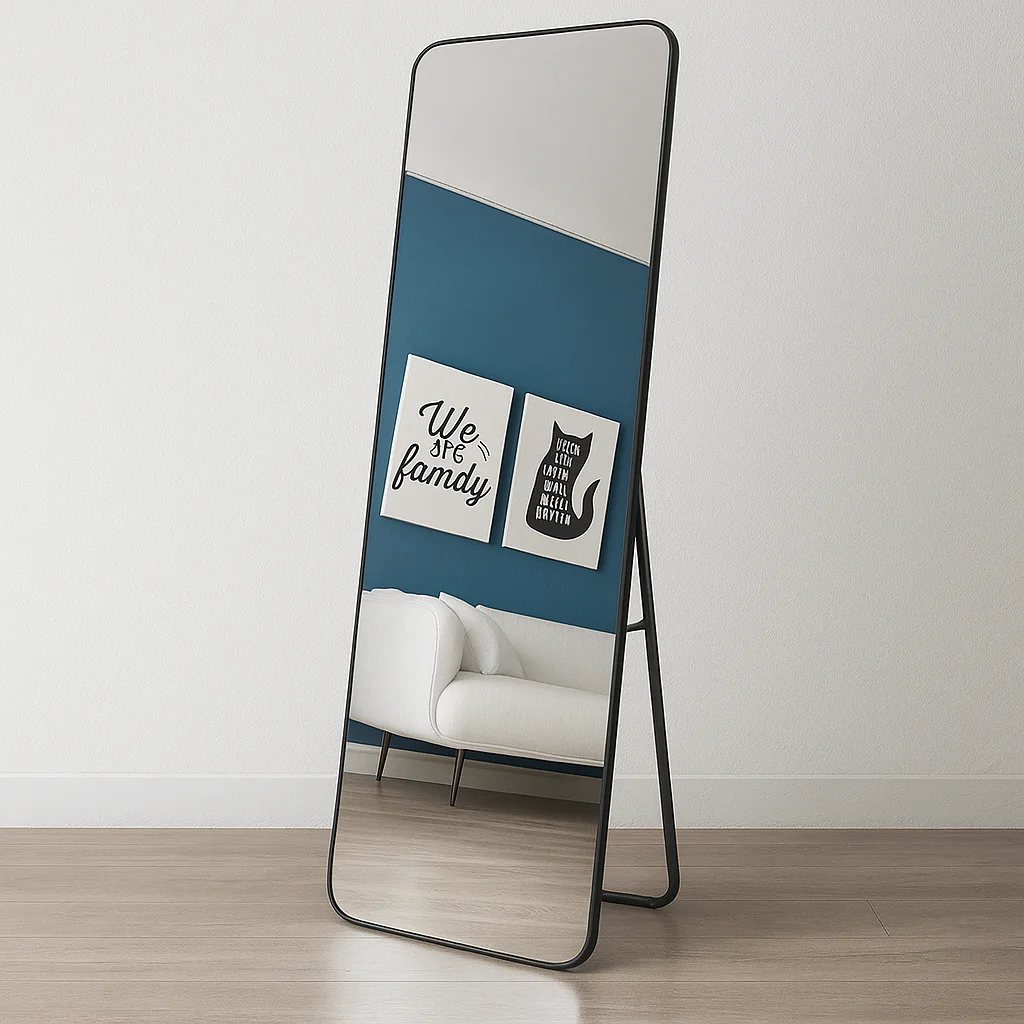 Vollkörperspiegel Standspiegel Wandspiegel 155x45cm Sicherheitsglas HD Modern Wohnzimmer Schlafzimmer Bad Schwarz