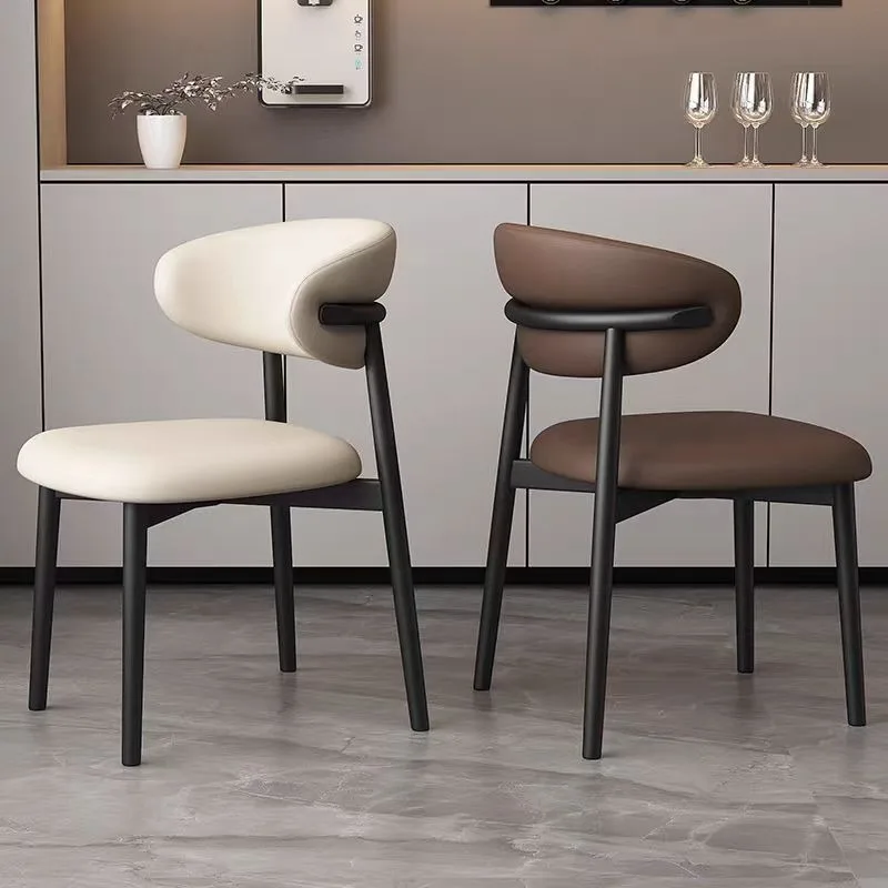 Moderne Design Esszimmer Stuhl Hause Licht Luxus Restaurant Stuhl Gebogene Rückenlehne Weiche Tasche Esszimmer Stuhl Nordic Esszimmer Möbel Image