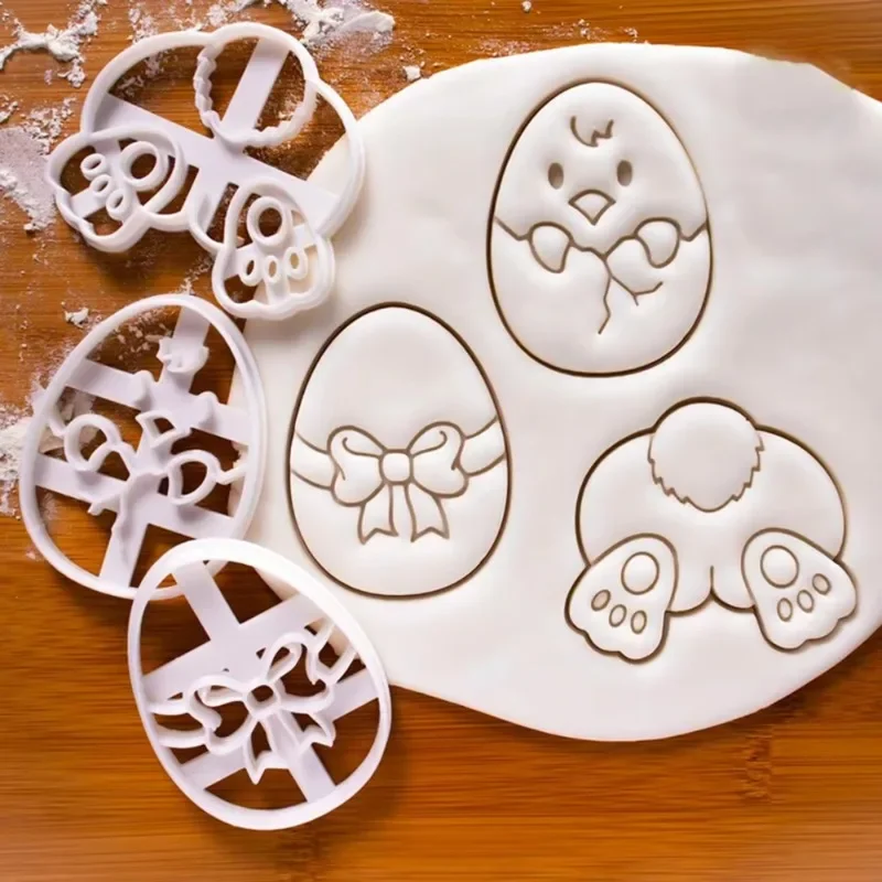 1/3 stücke Bunny Cookie Ei Cookie Cutter Stempel Form kinder Geschenk Ostern Küche Zubehör Backen Werkzeuge Image