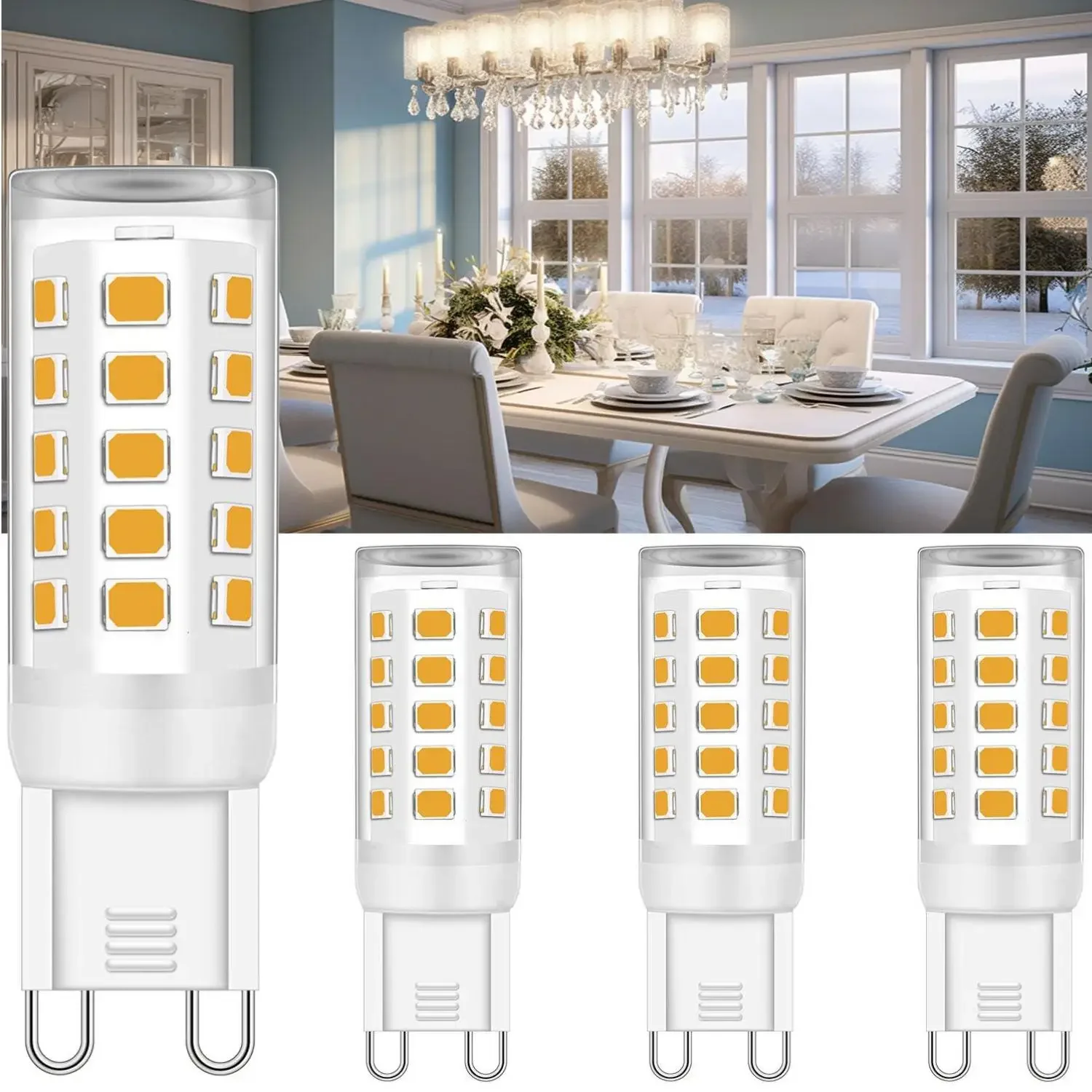 3/8er-Pack G9-LED-Lampen, 3 W, Weiß/Warmweiß, kein Flimmern, LED-Lampe, 33 W Halogenlampe, äquivalente Kronleuchter-Anhänger-Mais-Glühbirnen
